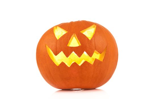 Halloween pumpkin head jack lantern with scary evil faces spook