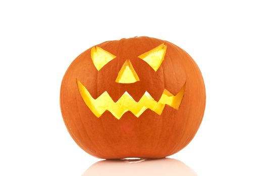 Halloween pumpkin head jack lantern with scary evil faces spook