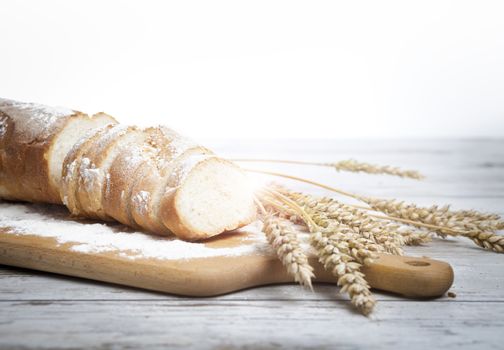 Breakfast items. Bakery Bread.Various Bread and Sheaf of Wheat Ears