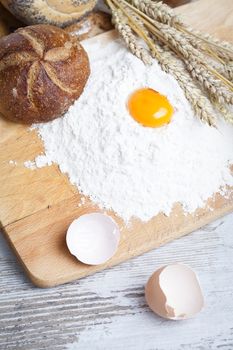 Breakfast items. Bakery Bread.Various Bread and Sheaf of Wheat Ears