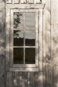 Old wooden plank  wall with window background
