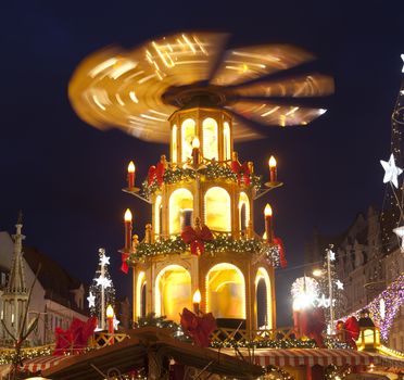 Christmas market in Wroclaw, Poland at evening.Wroclaw is European city of culture in 2016.