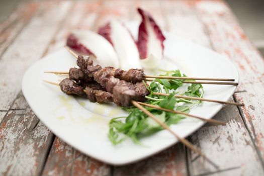 Arrosticini, typical sheep meat food of abruzzo