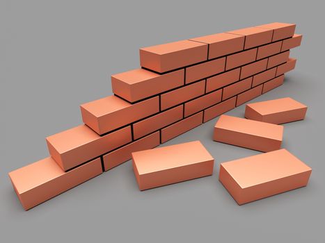 Illustration of brick wall. Concept of building and construction