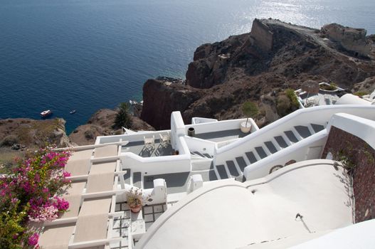 Panorama terrace of Santorini caldera, Greece