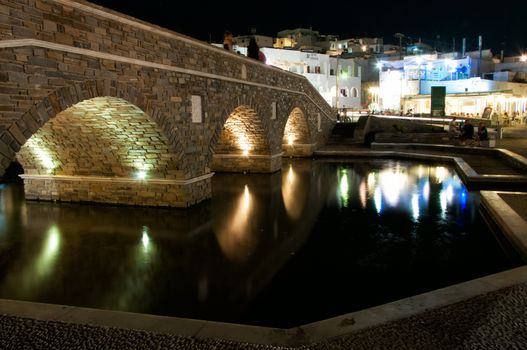 Bridge in the port of Naussa, Paros, Greece 