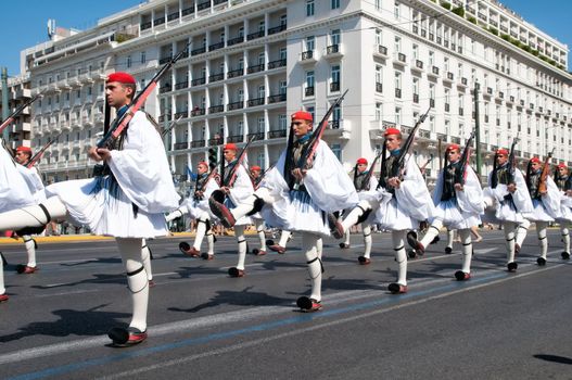 Ceremony changing of the guards in Athens, Greece