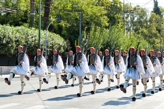 Ceremony changing of the guards in Athens, Greece