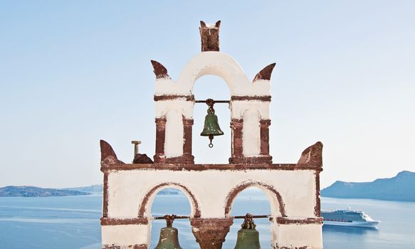 Vintage belfry in Oia, Santorini, Aegean sea