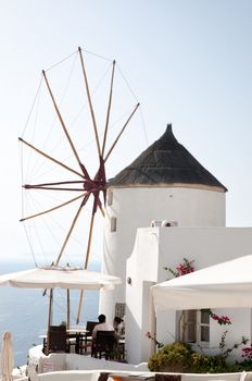Windmill in Oia, Santorini, Cycladic islands, Greece