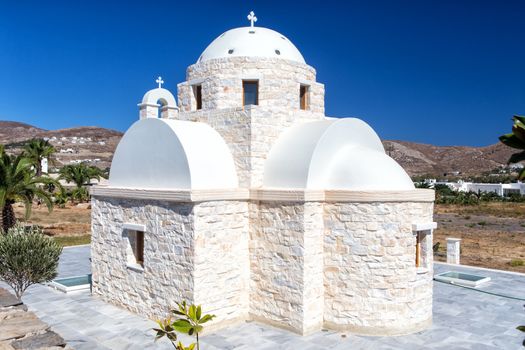 Lonely white church at Paros island, Greece