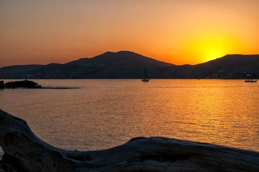 Naoussa is a huge bay in the northern part of Paros - Greek island in the Aegean Sea, one of the Cyclades island group.