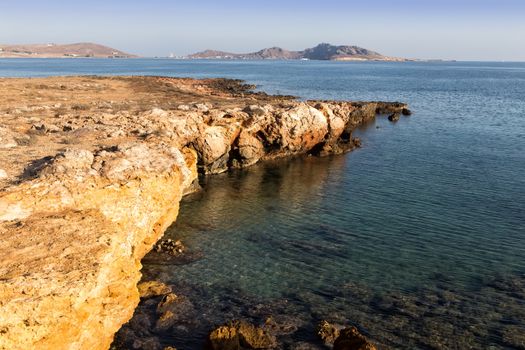 The rocky coast of Naussa, Paros, Greece