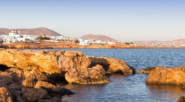 The rocky coast of Naussa, Paros, Greece