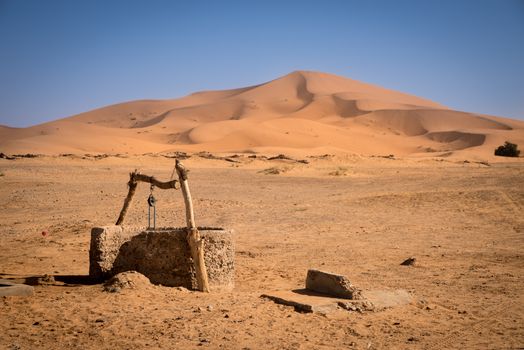 Old well on Sahara Desert, Merzouga, Morocco