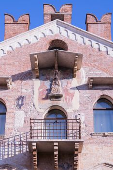 Detail of the Palace of Justice in the center of Soave country built in 1375.