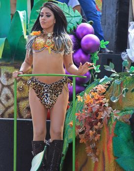 A dancer performing at a parade during a carnaval in Veracruz, Mexico 07 Feb 2016 No model release Editorial use only