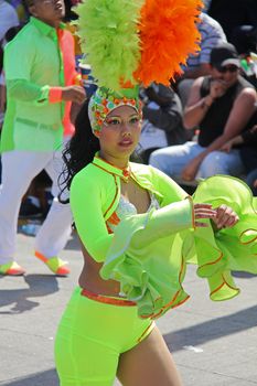 A dancer performing at a parade during a carnaval in Veracruz, Mexico 07 Feb 2016 No model release Editorial use only