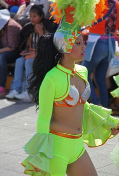 A dancer performing at a parade during a carnaval in Veracruz, Mexico 07 Feb 2016 No model release Editorial use only