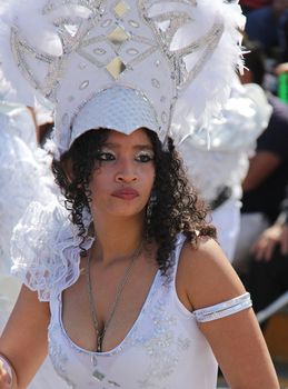 A dancer performing at a parade during a carnaval in Veracruz, Mexico 07 Feb 2016 No model release Editorial use only