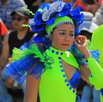 A dancer performing at a parade during a carnaval in Veracruz, Mexico 07 Feb 2016 No model release Editorial use only