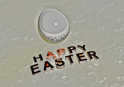 Dimensional inscription Happy Easter on white background