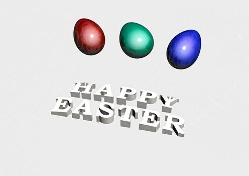 Dimensional inscription Happy Easter on white background