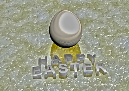 Dimensional inscription Happy Easter on white background