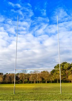 Rugby field and goalposts