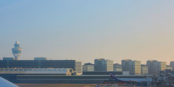 Amsterdam, Netherlands - March 11, 2016: Amsterdam Airport Schiphol in Netherlands. Amsterdam Airport Schiphol is the Netherlands' main international airport, located southwest of Amsterdam.