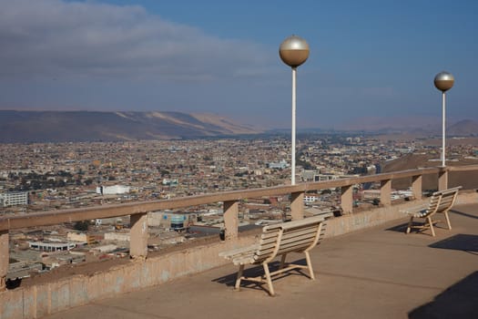 View over the coastal city of Arica in northern Chile from the Morro de Arica.