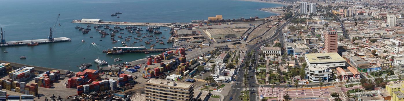 View of the port city of Arica in northern Chile.