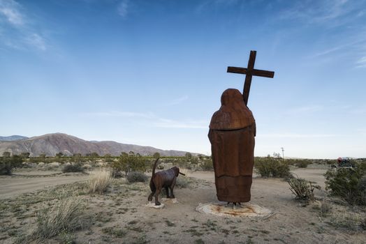 Artistic Metal Sculpture in the Desert, California