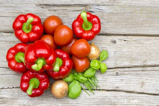 fresh vegetables on wooden background