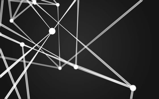 Abstract polygonal space low poly dark background with connecting dots and lines. Connection structure.