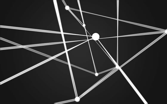 Abstract polygonal space low poly dark background with connecting dots and lines. Connection structure.