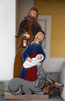 Nativity scene, creche or crib, is a depiction of the birth of Jesus in Hallstatt, Austria.