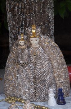 Virgin Mary with baby Jesus, statue in Hallstatt, Austria.