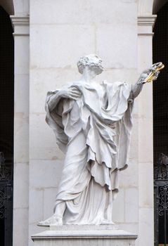 St. Peter statue at Salzburg Cathedral, Austria on December 13, 2014.