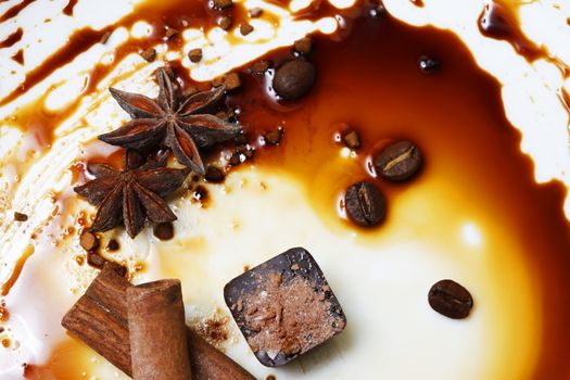 Chocolate candy isolated with anice and cinnamon
