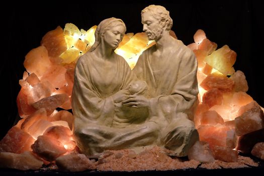 Nativity scene, creche or crib, is a depiction of the birth of Jesus, Hallein, Austria