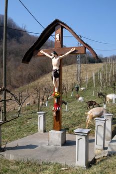 Roadside Crucifix in Zagorje region, Croatia