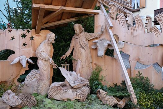 Nativity scene, creche or crib, is a depiction of the birth of Jesus in Hallstatt, Austria.