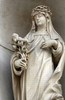 Saint Rose of Lima on the facade of Dominican Church in Vienna, Austria
