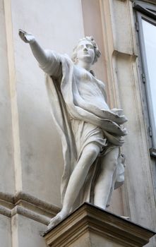 Architectural artistic decorations on house in Vienna, Austria
