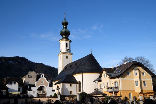 Parish Church in St. Gilgen on Wolfgang See lake, Austria