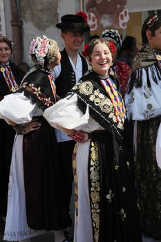 Croatian national costume from the village Selci, during the Dakovacki vezovi (Dakovo Summer Festival) on July 05, 2009 in Dakovo, Croatia.
