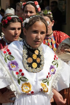 Croatian national costume from the village Siroko Polje, during the Dakovacki vezovi (Dakovo Summer Festival) on July 05, 2009 in Dakovo, Croatia.