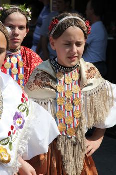 Croatian national costume from the village Siroko Polje, during the Dakovacki vezovi (Dakovo Summer Festival) on July 05, 2009 in Dakovo, Croatia.