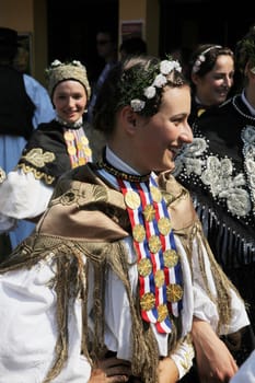 Croatian national costume from the village Siroko Polje, during the Dakovacki vezovi (Dakovo Summer Festival) on July 05, 2009 in Dakovo, Croatia.